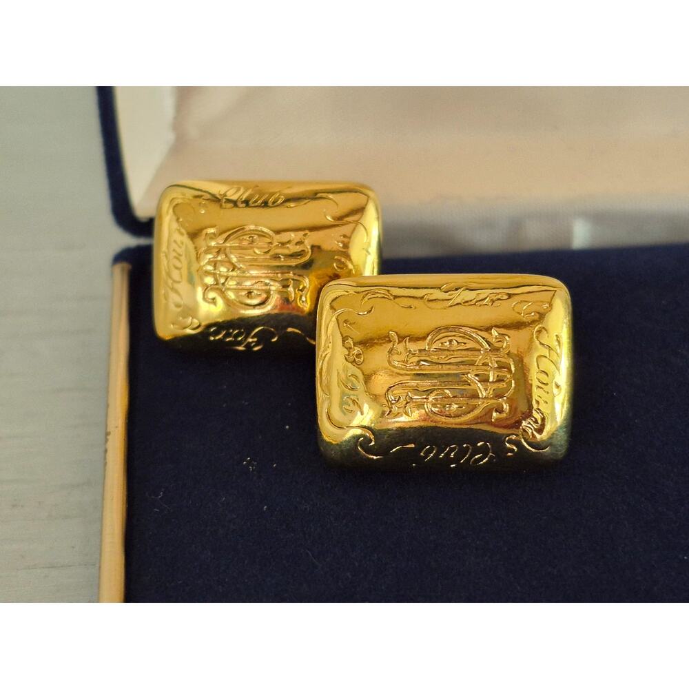 Vintage Carolee Designer Signed Hound Club Clip On Earrings